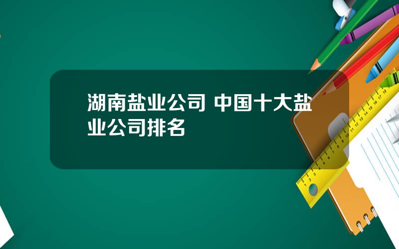 湖南盐业公司 中国十大盐业公司排名